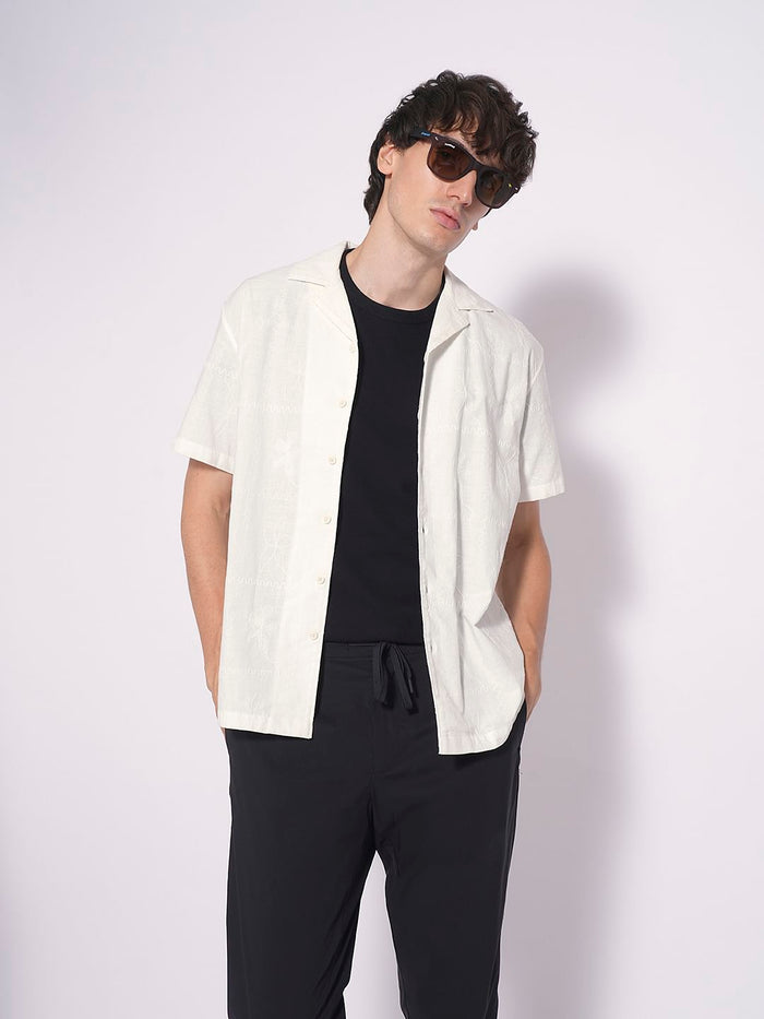 White Embroidered Cotton Shirt
