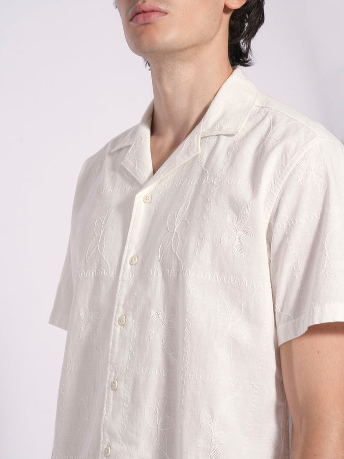 White Embroidered Cotton Shirt