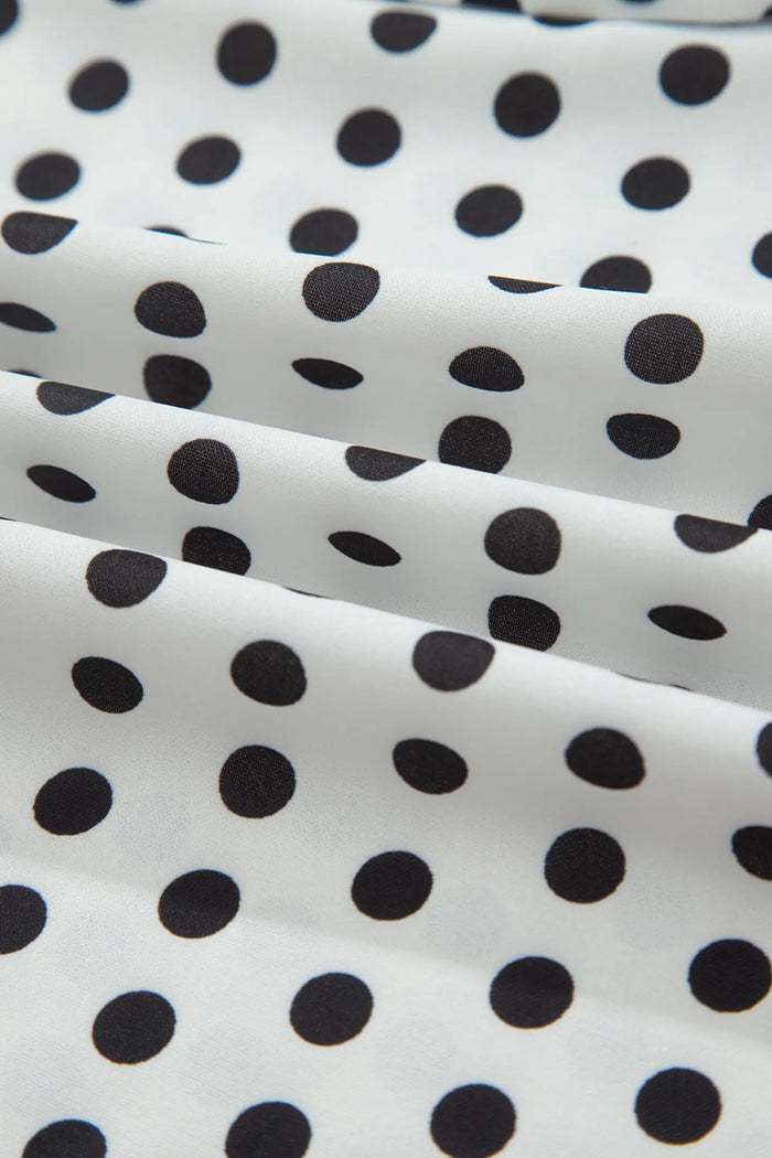White Polka Dot Off Shoulder Bow Knot Blouse