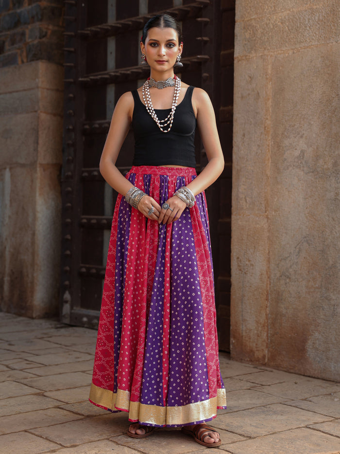 Women's Bandhani Printed Flared Long Skirt