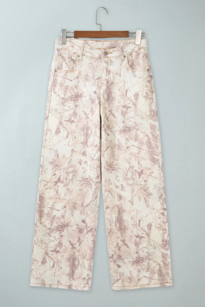 Woodland Camo Tummy Control Denim Wide Leg Jeans – Khaki