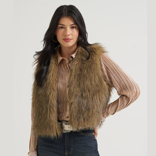 Wrangler Lainey Wilson Fur Vest Brown