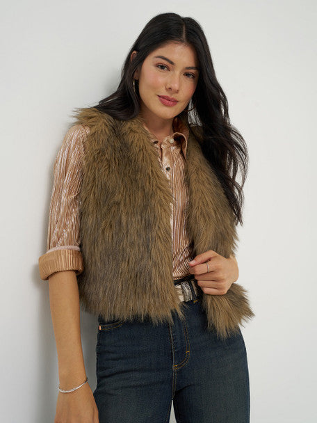Wrangler Lainey Wilson Fur Vest Brown