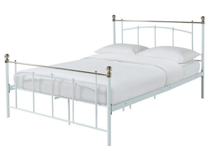 Yani Small Double Metal Bed Frame - White | Classic  Underbed Storge