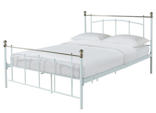 Yani Small Double Metal Bed Frame - White | Classic  Underbed Storge
