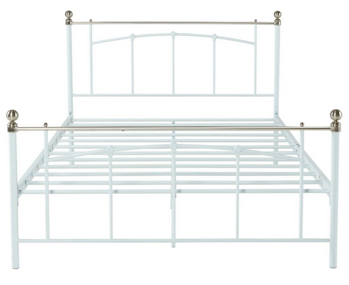 Yani Small Double Metal Bed Frame - White | Classic  Underbed Storge