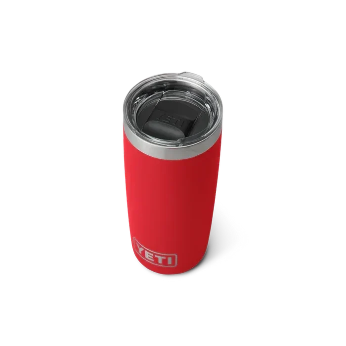 Yeti Rambler 10 oz red insulated tumbler with clear lid, rescue red color