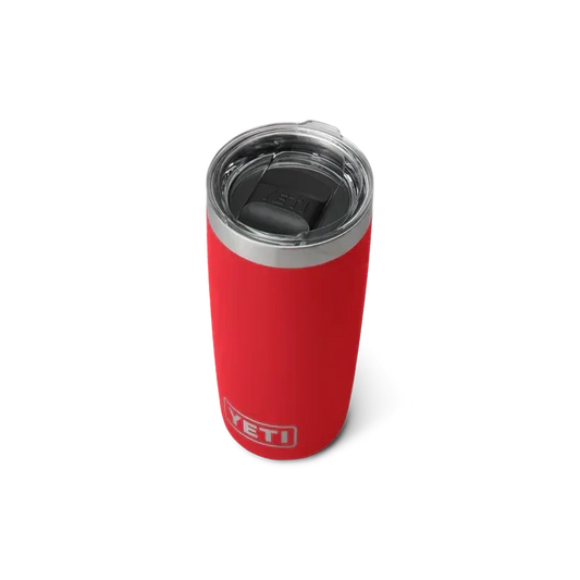Yeti Rambler 10 oz red insulated tumbler with clear lid, rescue red color