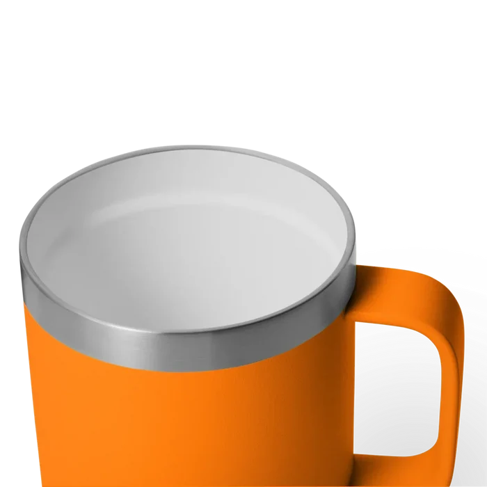 Orange travel mug with silver lid, ideal for watersports adventures