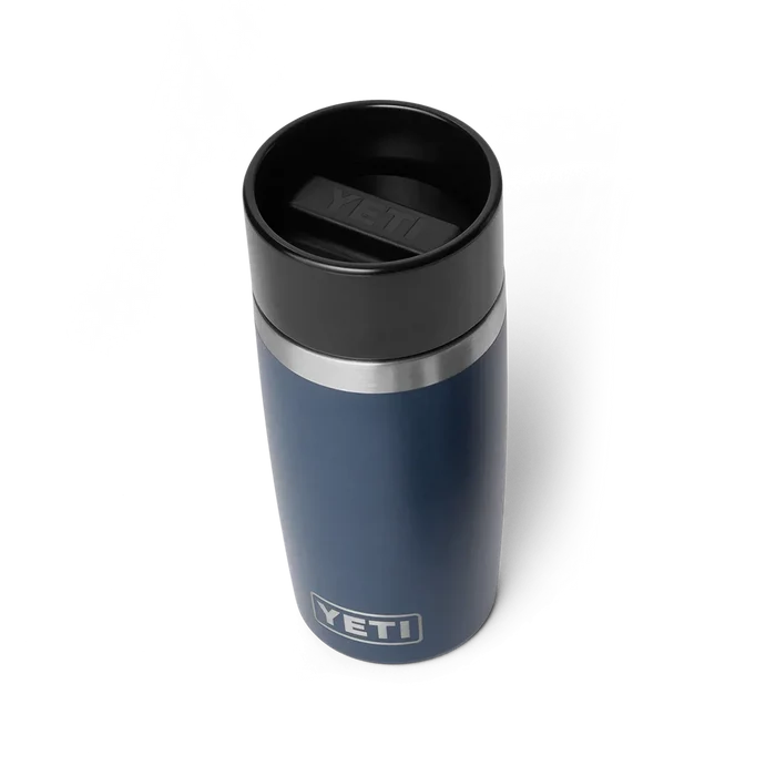YETI Rambler 12oz navy insulated travel bottle with black lid for watersports