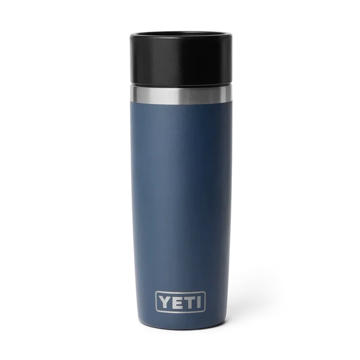 Yeti Rambler 16oz navy travel bottle with HotShot cap, insulated drinkware