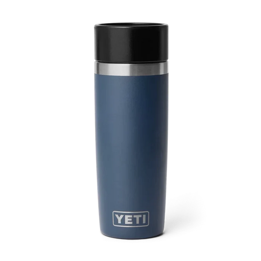 Yeti Rambler 16oz navy travel bottle with HotShot cap, insulated drinkware