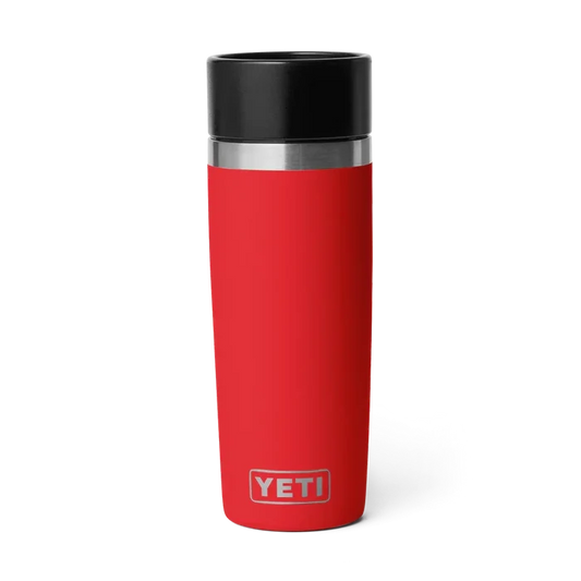 YETI Rambler 16oz red travel bottle with black lid for drinks and outdoor use