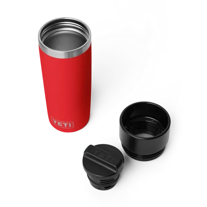 Yeti Rambler 16oz red travel bottle with open HotShot cap, insulated drinkware
