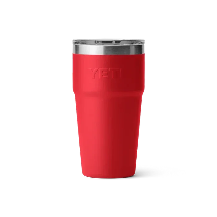 YETI Rambler 20 oz stackable cup in rescue red with stainless steel lid