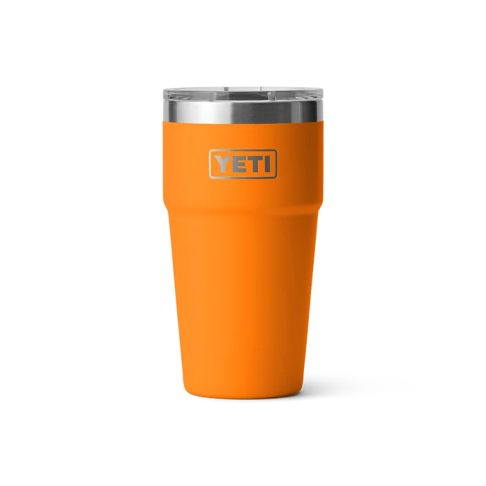 Orange YETI insulated tumbler with clear lid, ideal for watersports and outdoor adventures