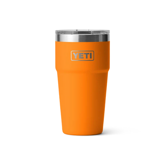 Orange YETI insulated tumbler with clear lid, ideal for watersports and outdoor adventures