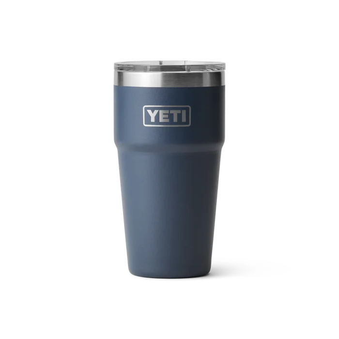 Yeti navy blue insulated tumbler with clear lid, ideal for watersports and outdoor adventures