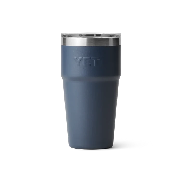 Yeti navy blue insulated tumbler with clear lid, ideal for watersports and outdoor adventures