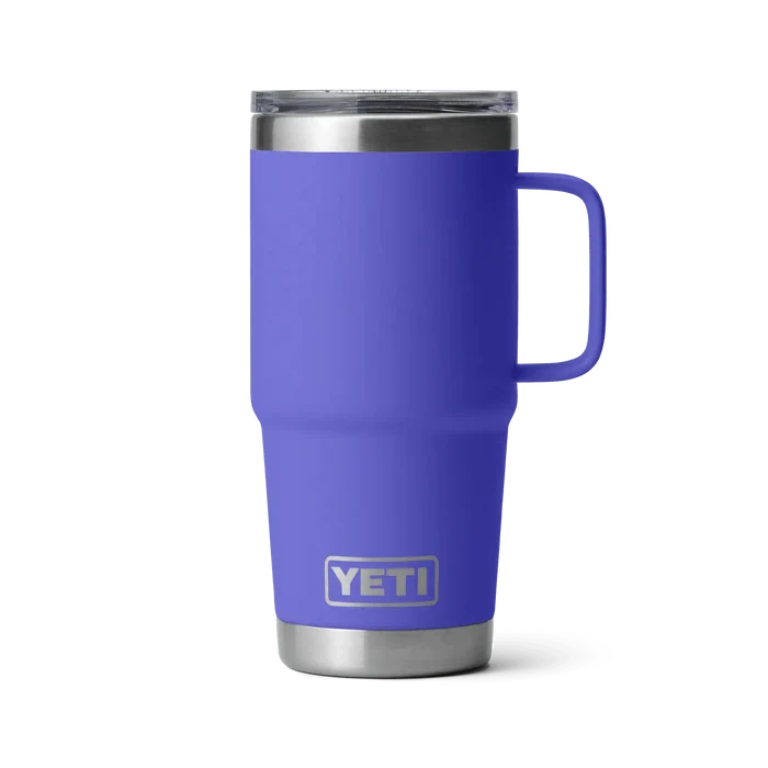 Yeti Rambler 20oz travel mug in ultramarine violet with handle and stainless steel lid