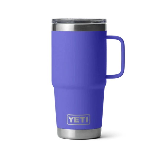Yeti Rambler 20oz travel mug in ultramarine violet with handle and stainless steel lid